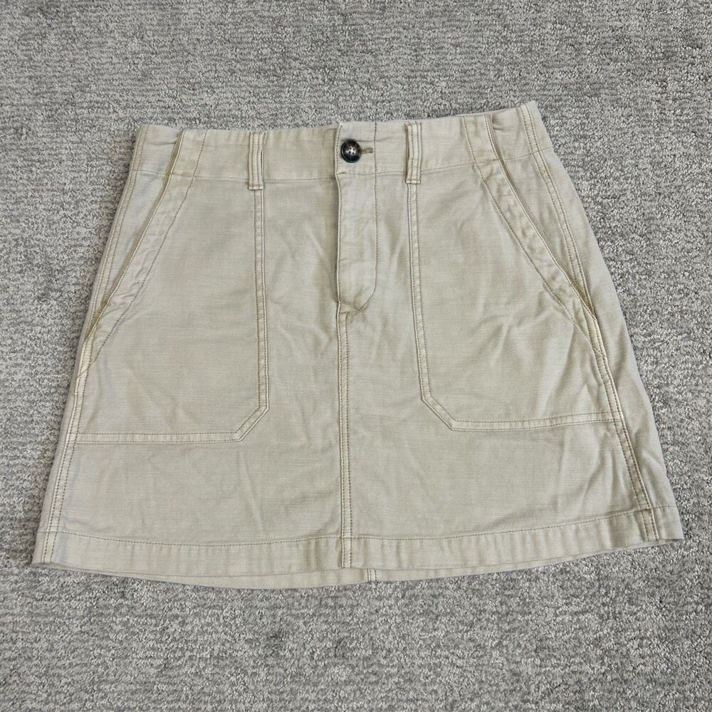 Faherty Skirt Womens 8 Beige Cotton Pockets Stretch Utility Casual Comfort